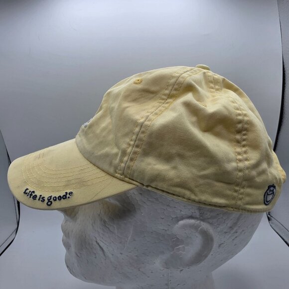 Life Is Good Yellow Baseball Cap Hat Adirondack Chair Design Adjustable Beach - Picture 2 of 9